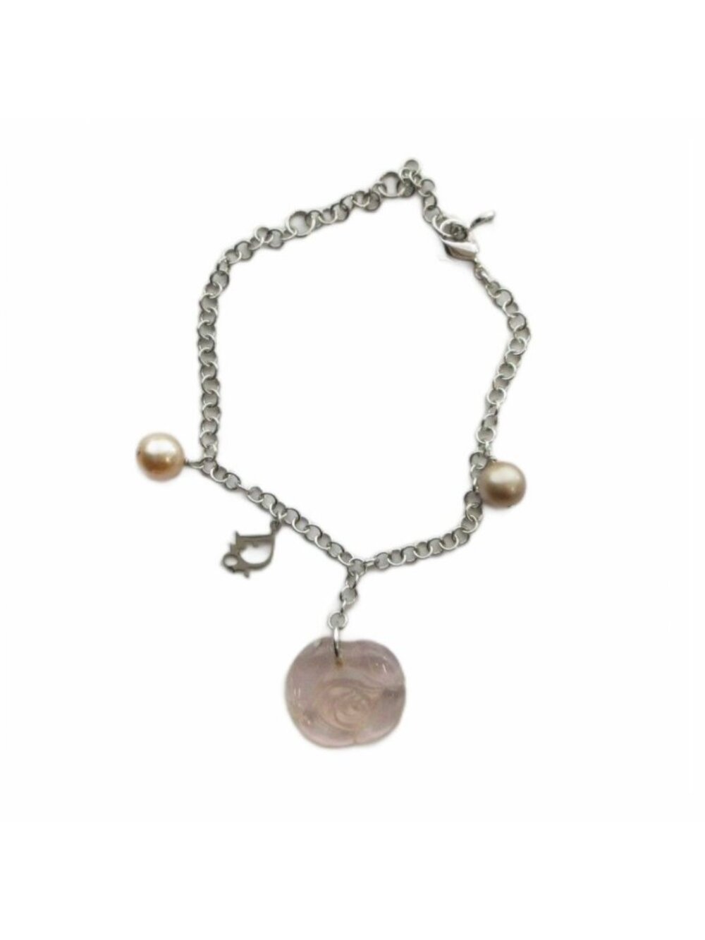 Dior Bracelet Faux Pearl Silver Color Pink